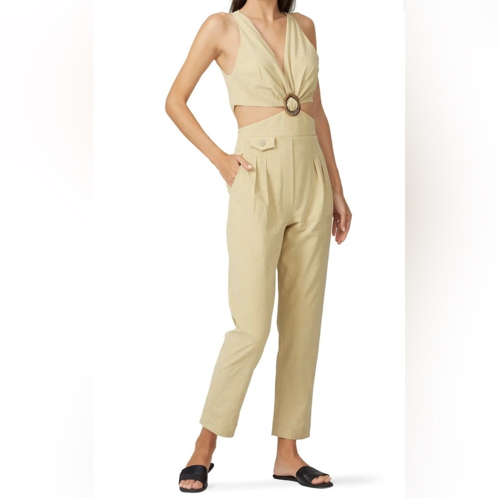 Nanushka Amor Jumpsuit Cut Out Resort wear Safari Cotton Neutral Vacation Small